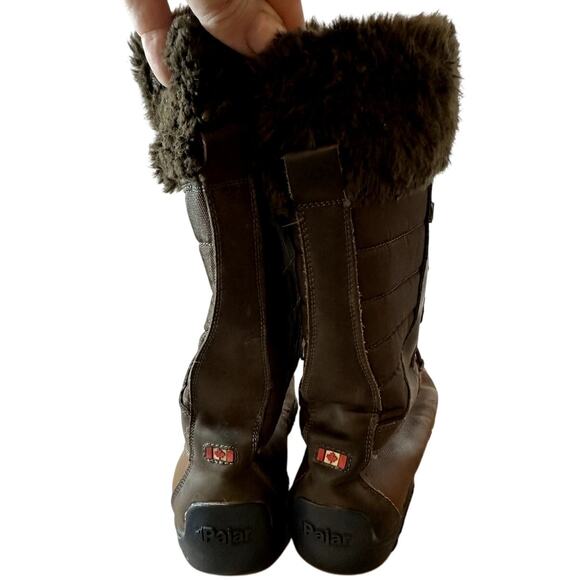 Pajar Phyllis Brown Leather Faux Fur Tall Winter Lace Up Snow Boots Women's 10 - Picture 5 of 16